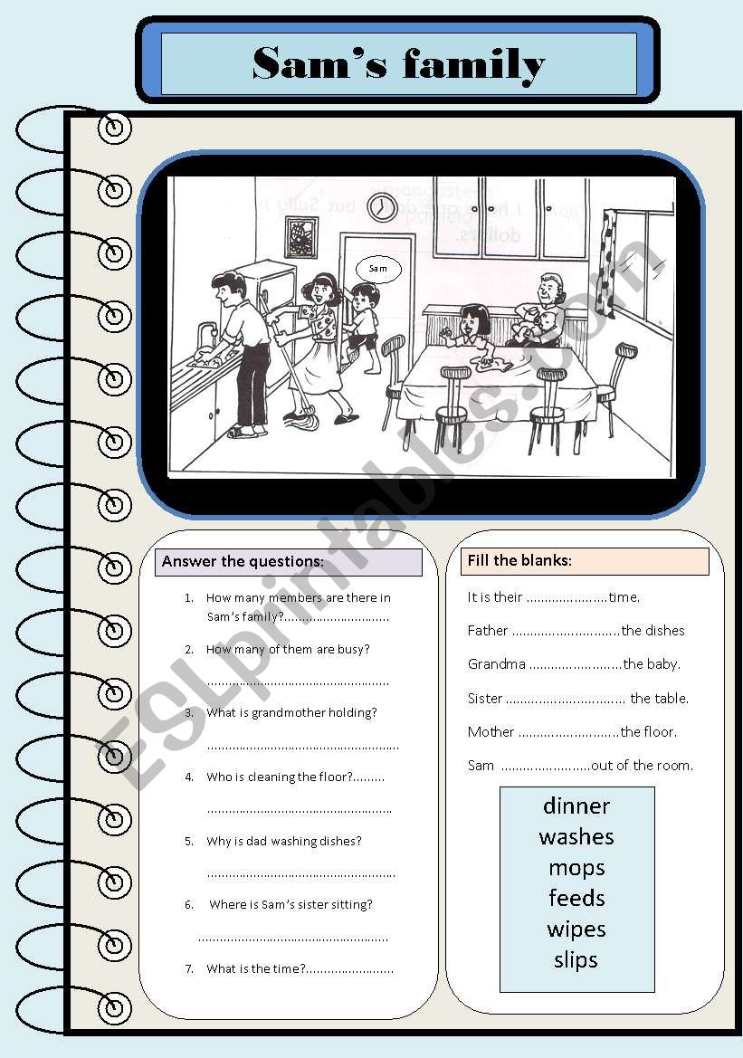 Sam,s family worksheet