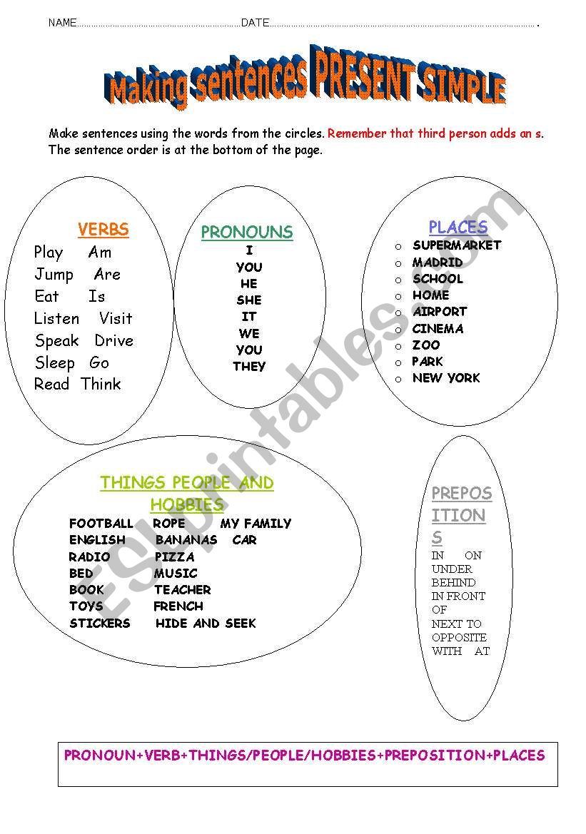 MAKING SENTENCES worksheet