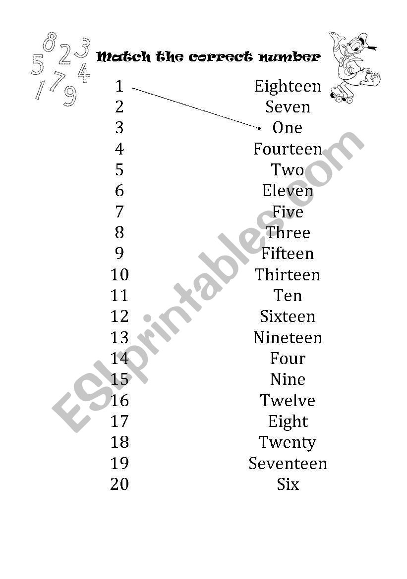 Match the correct number worksheet