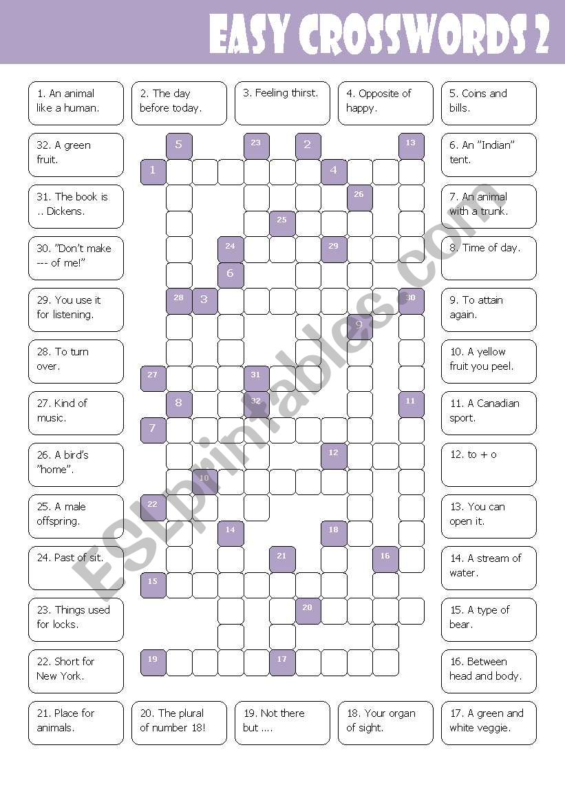 Easy Crosswords 2 worksheet