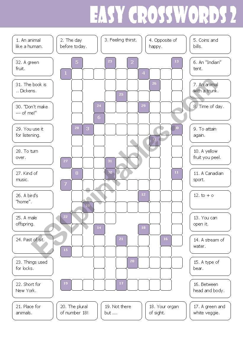 Easy Crosswords 2 worksheet