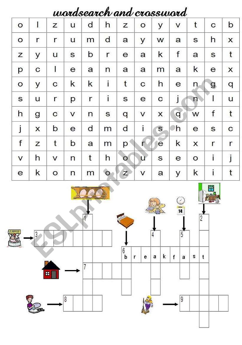 wordsearch and crossword worksheet