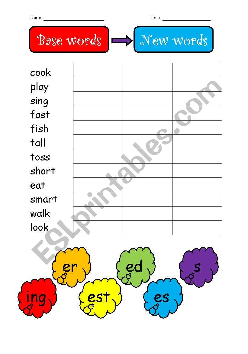 base words 1 worksheet