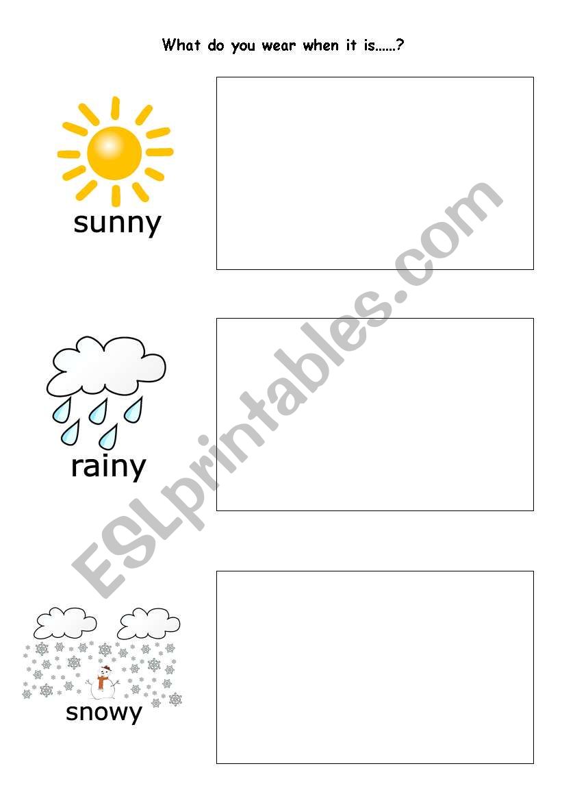 Weather/clothes worksheet: What do you wear when....?