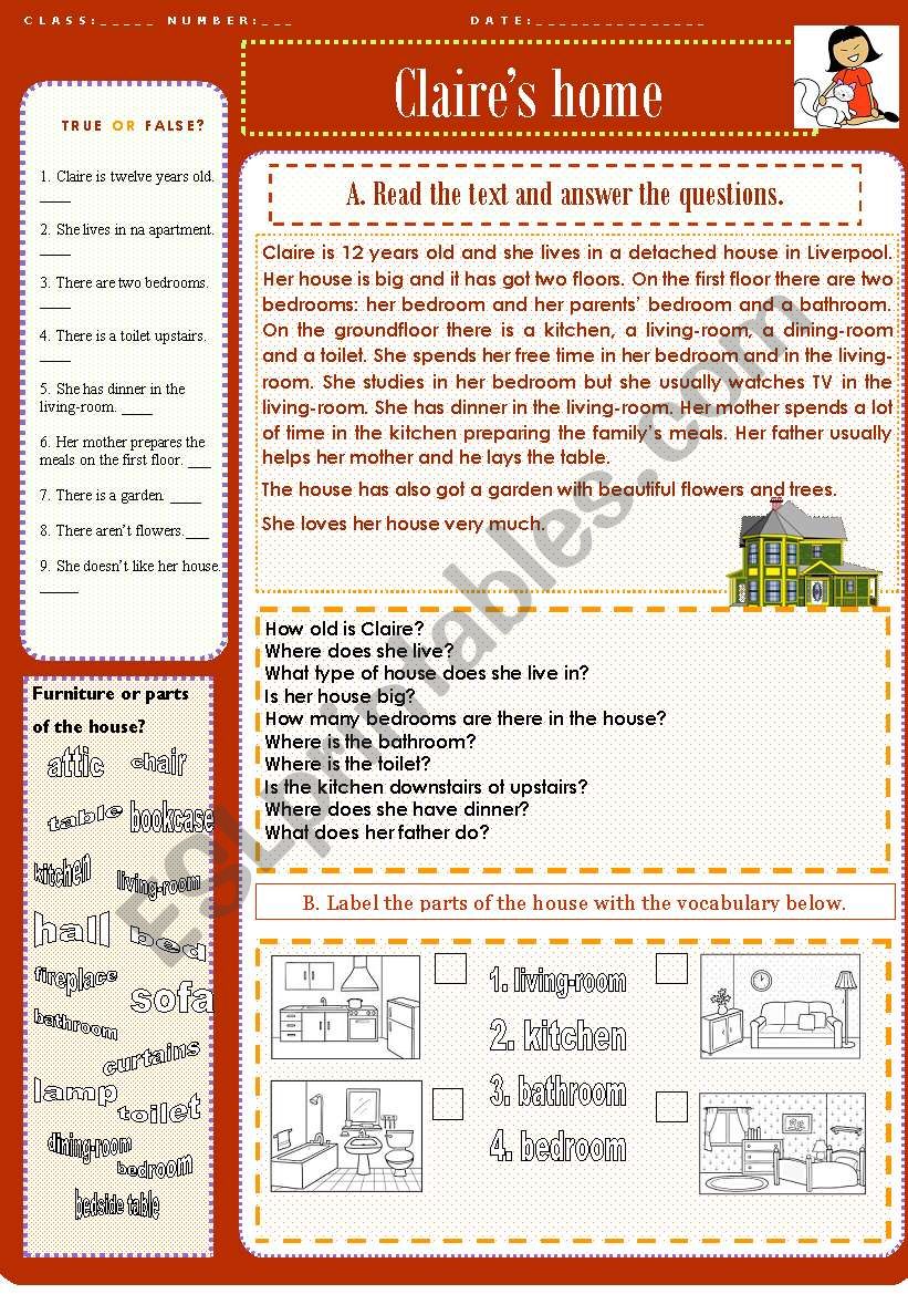 ClaireÂ´s home (25.01.12) worksheet