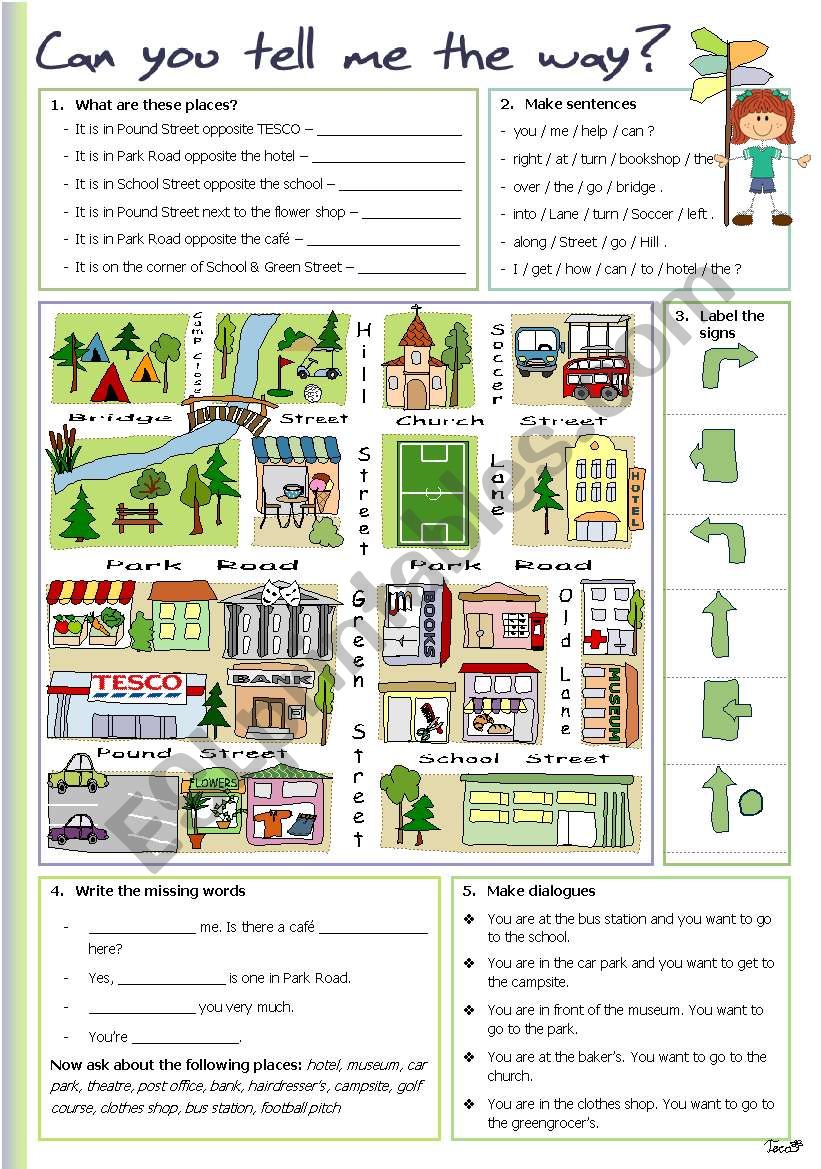 Can you tell me the way? worksheet