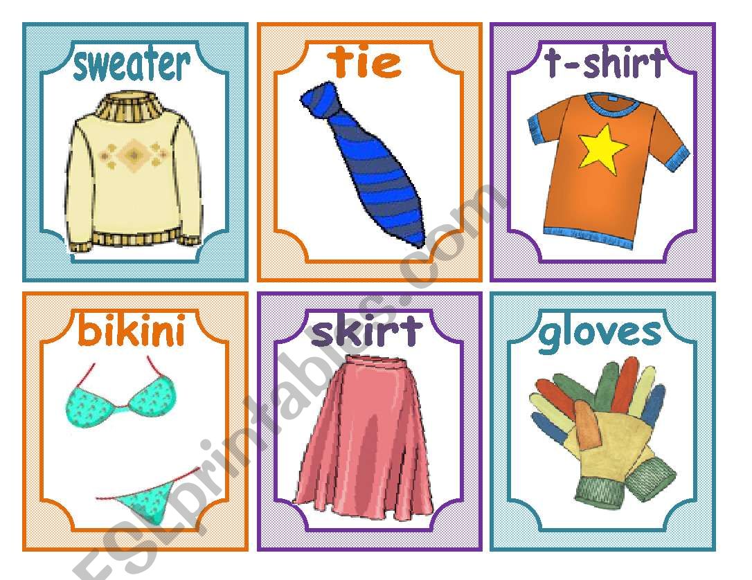 24 CLOTHES FLASH CARDS worksheet