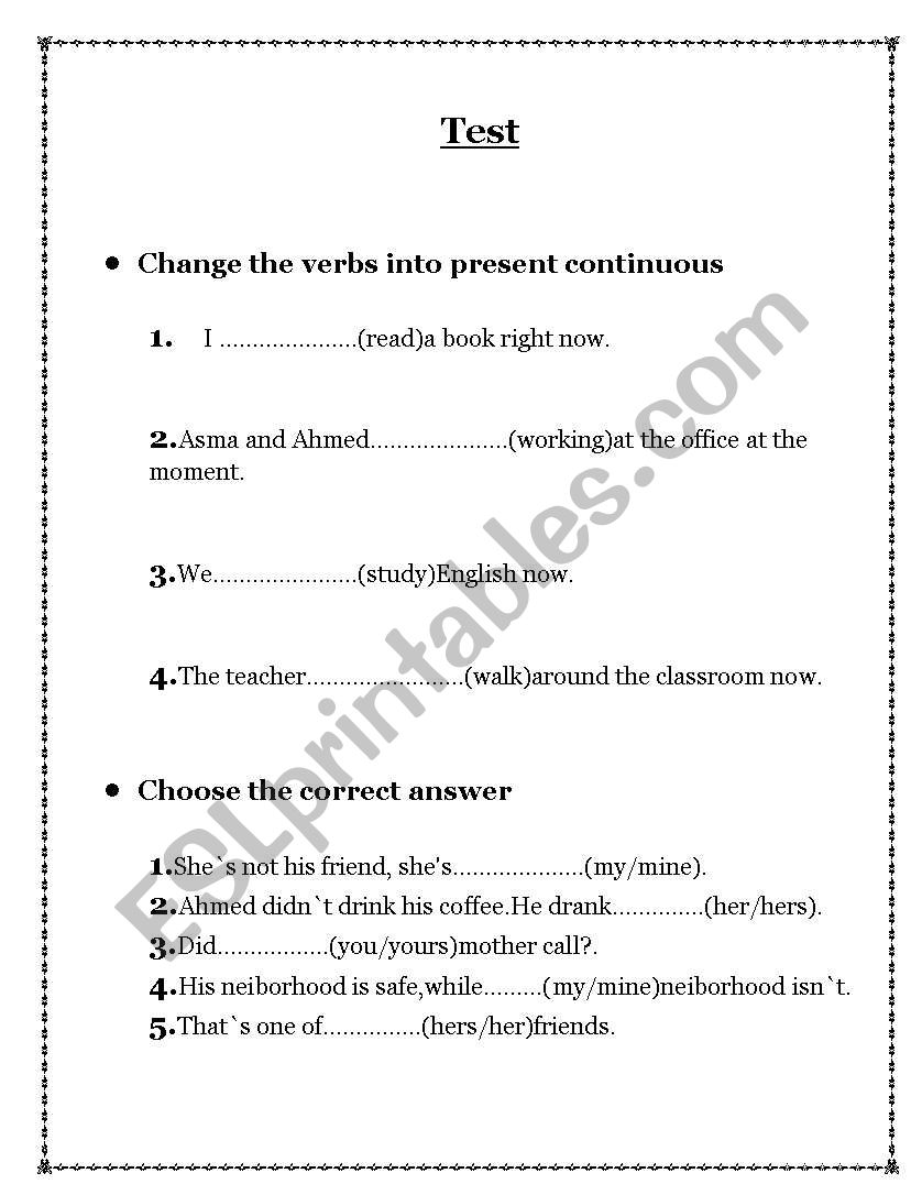 grammar worksheet