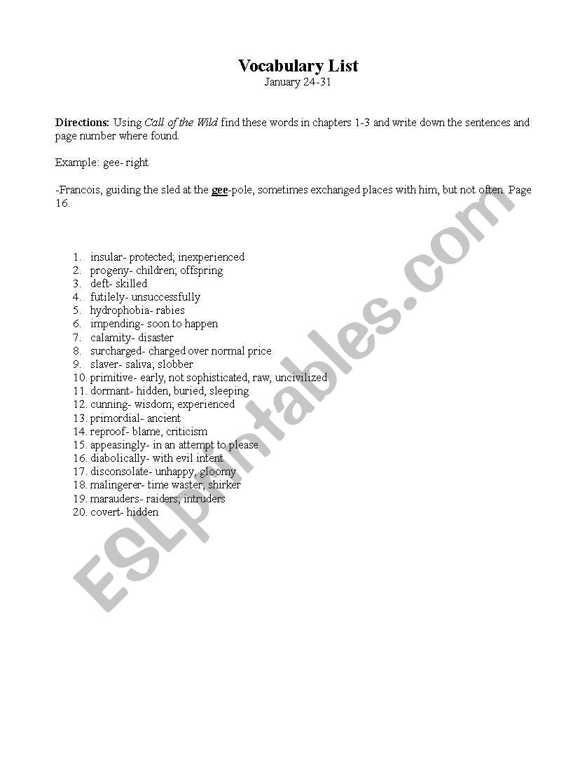 SAT vocabulary worksheet