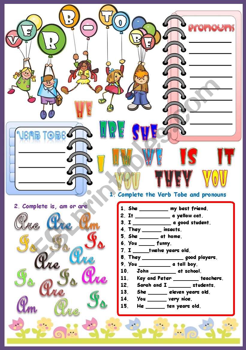 Verb TOBE and Pronouns + keys worksheet