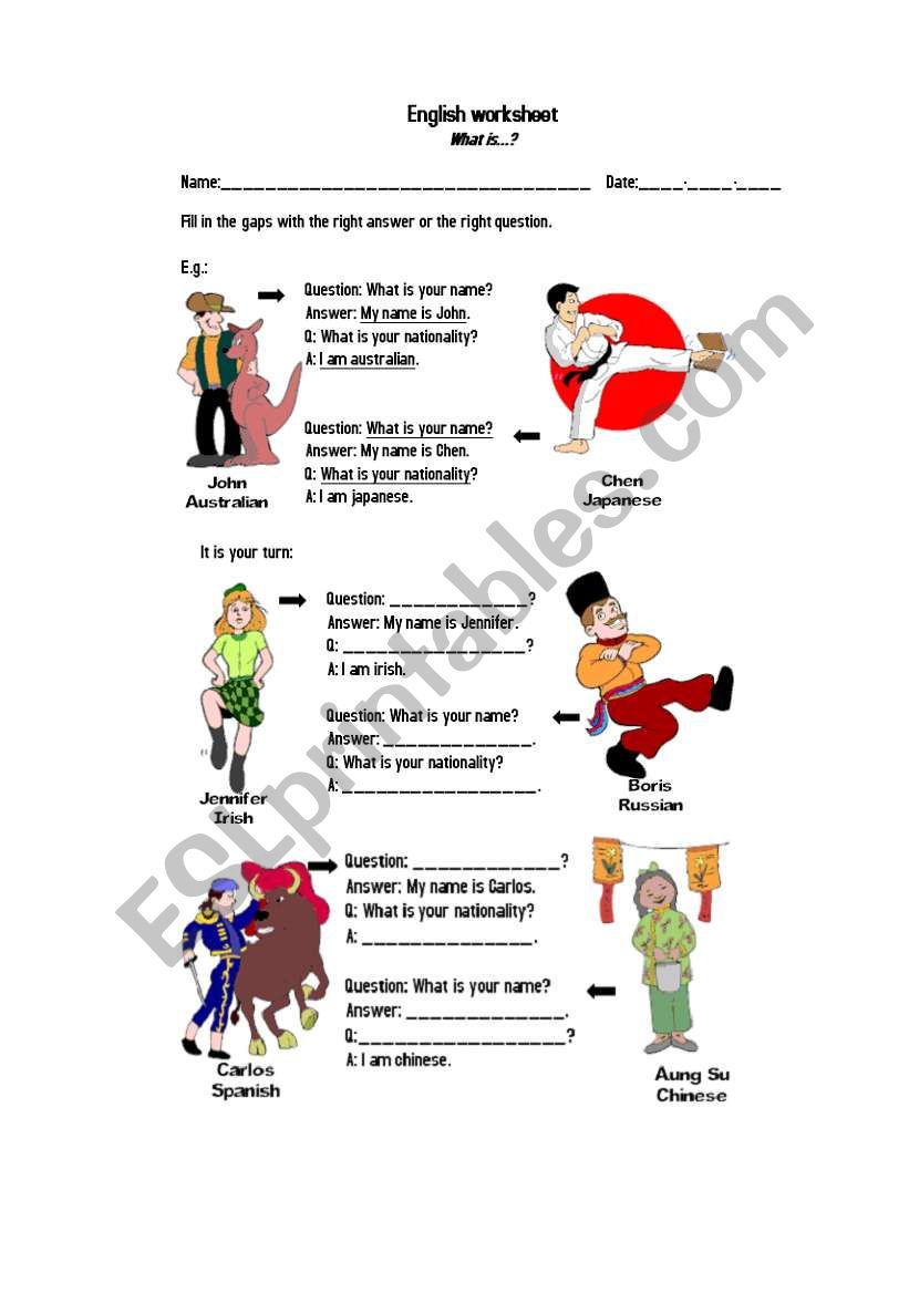 WhatÂ´s your name? worksheet