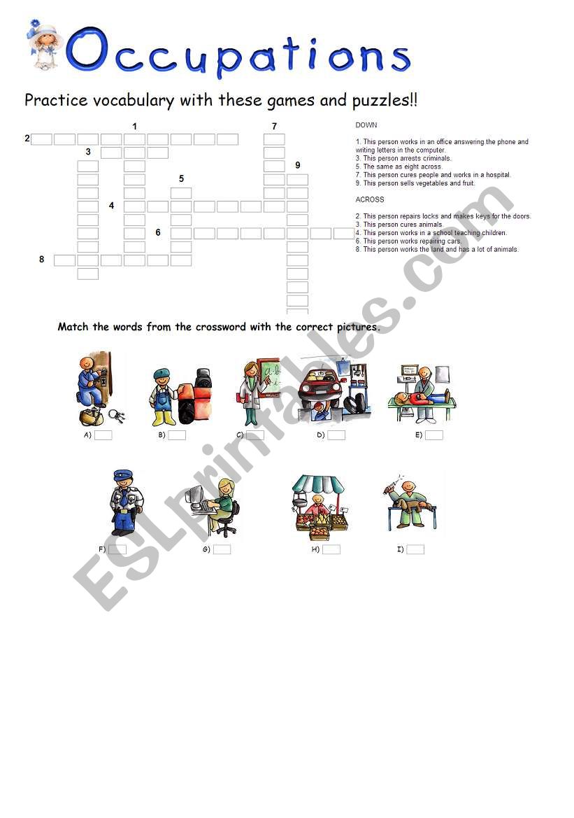 Jobs and occupations worksheet