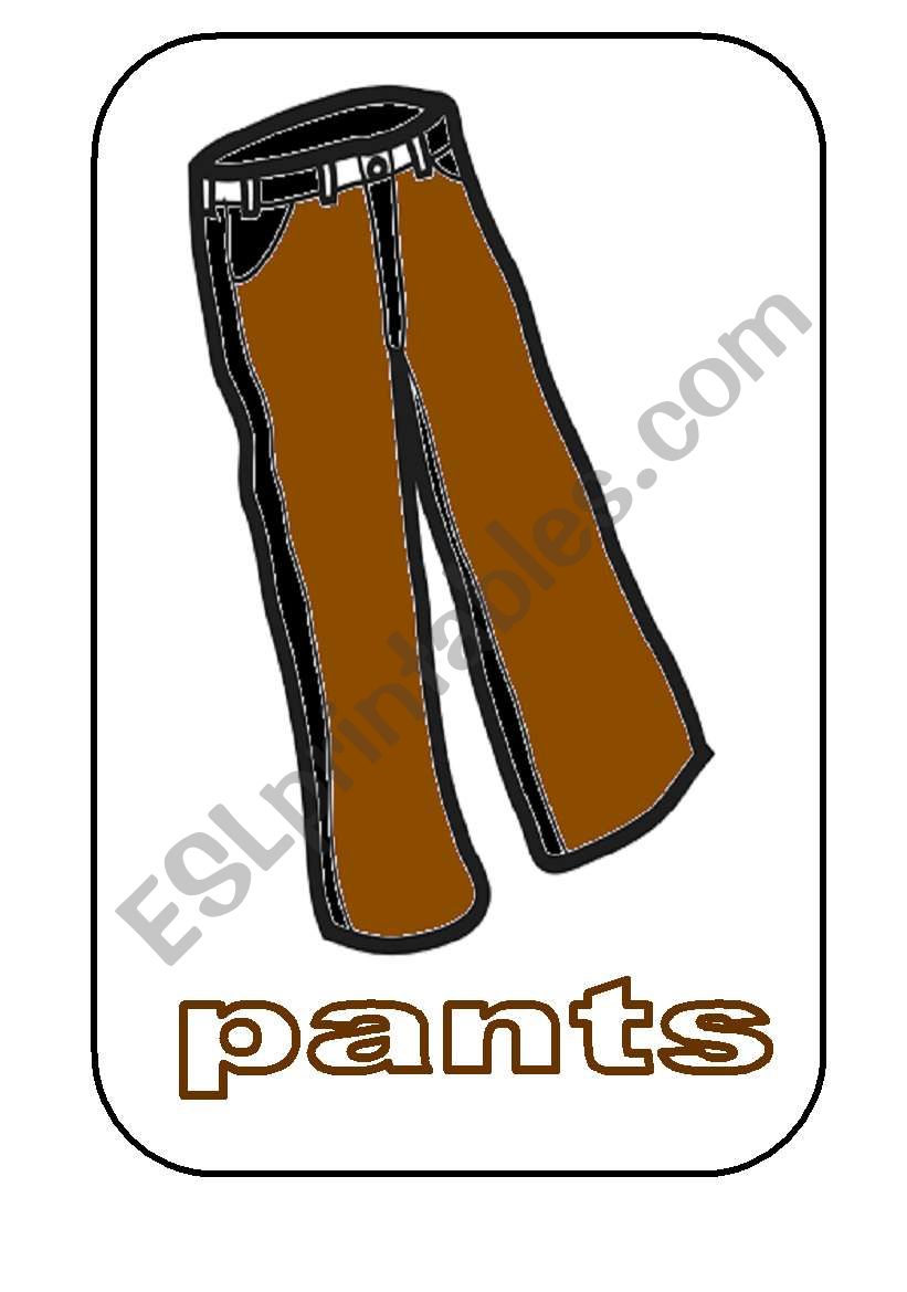 Flash-cards clothes worksheet