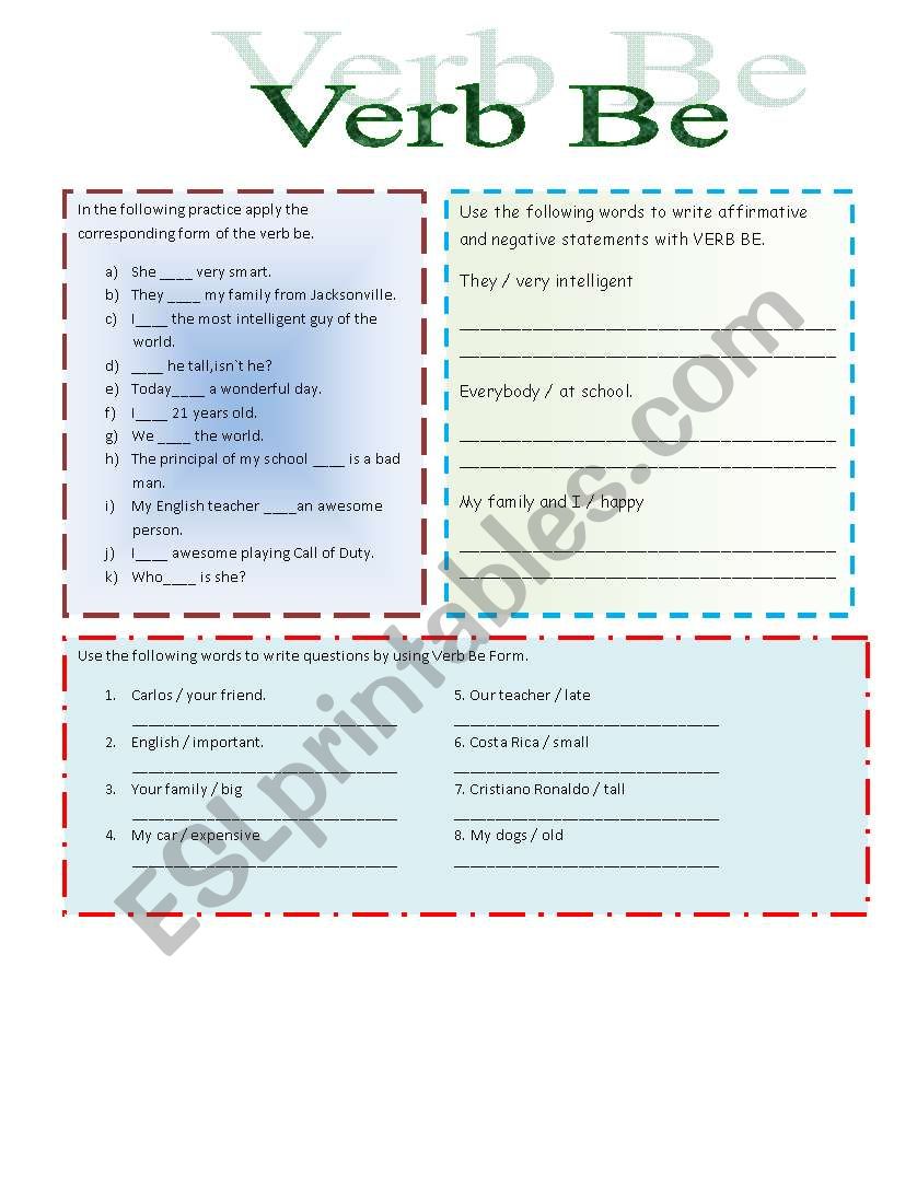 Verb Be worksheet