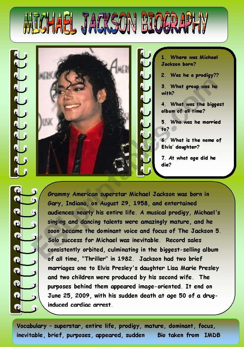 biography michael jackson anglais