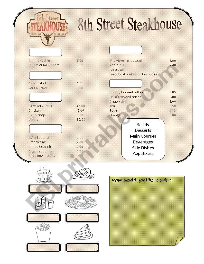 Food - Ordering Food worksheet