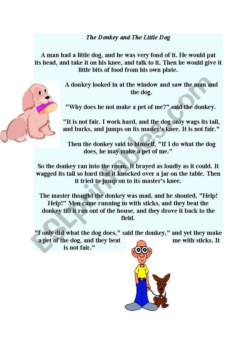 the dog and the donkey worksheet