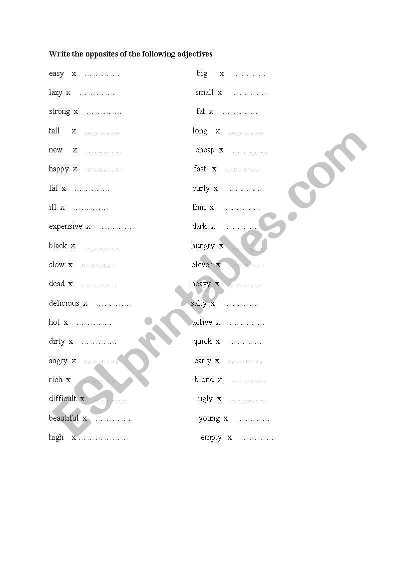 adjectives worksheet