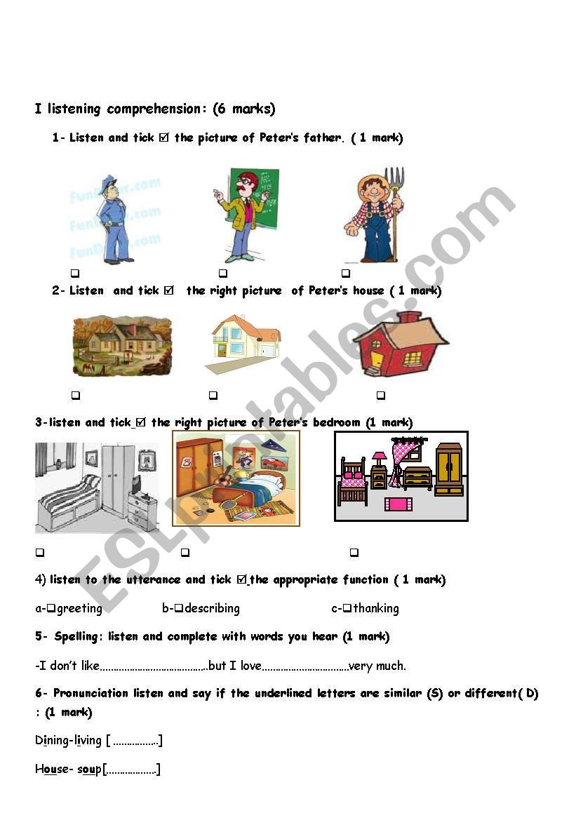 7 th form test  worksheet