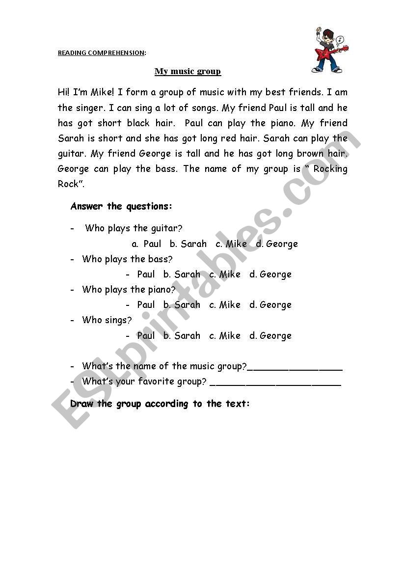 my music group worksheet