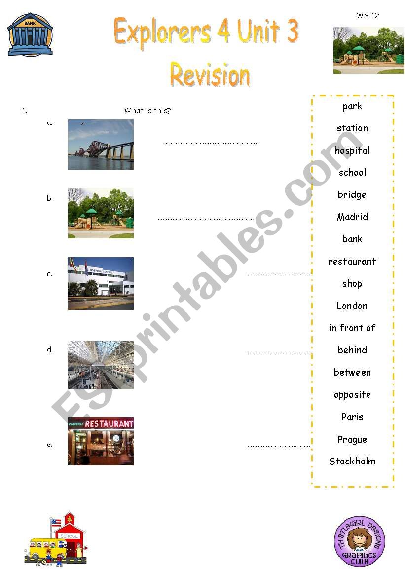 Revision worksheet to accompany Explorers 4 Unit 3 