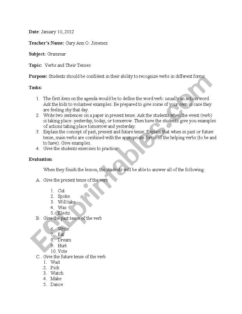 lessonplan worksheet