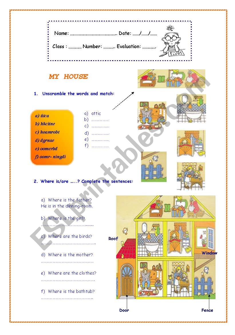 House/ Rooms worksheet