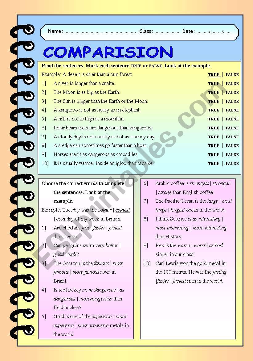 COMPARISION worksheet