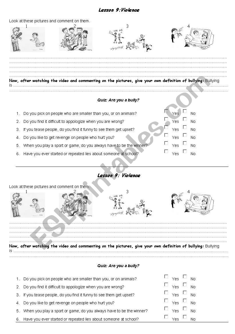 school violence worksheet