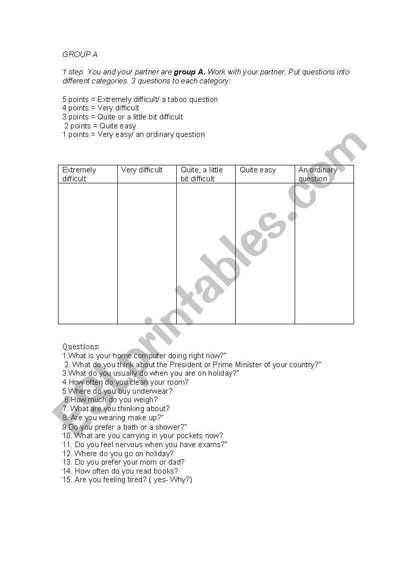 worksheet asking questions worksheet