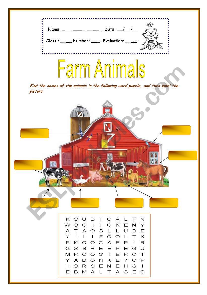 farm animals worksheet