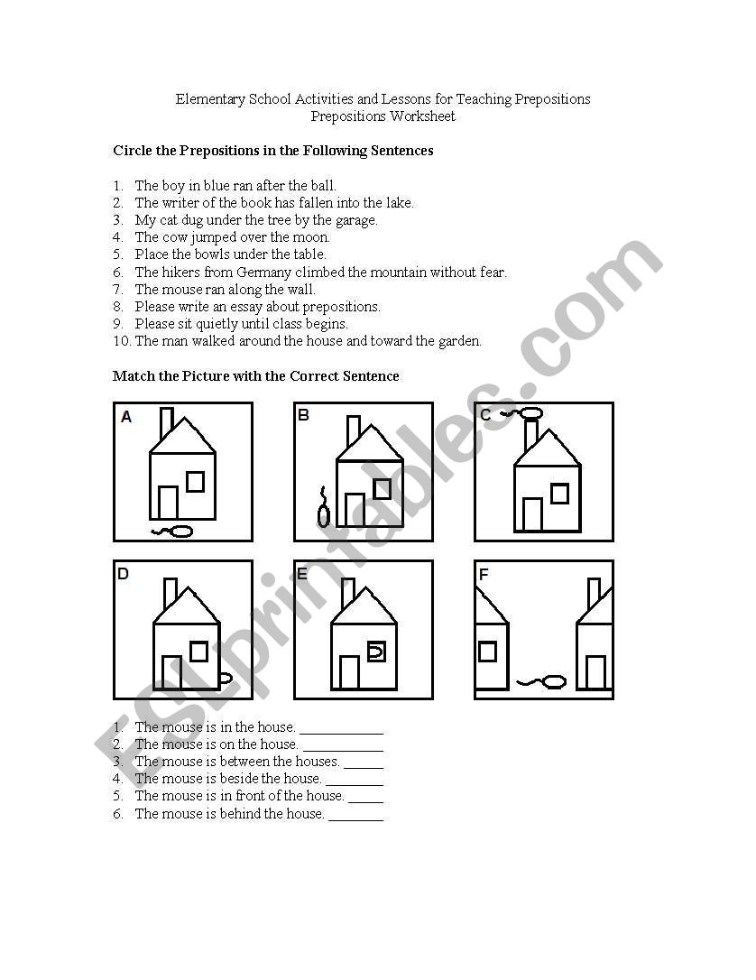 preposition worksheet