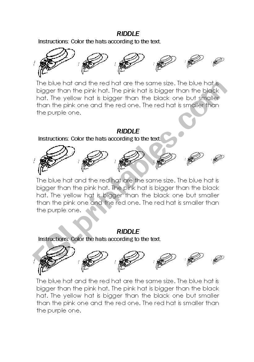 COMPARATIVES (RIDDLE) worksheet