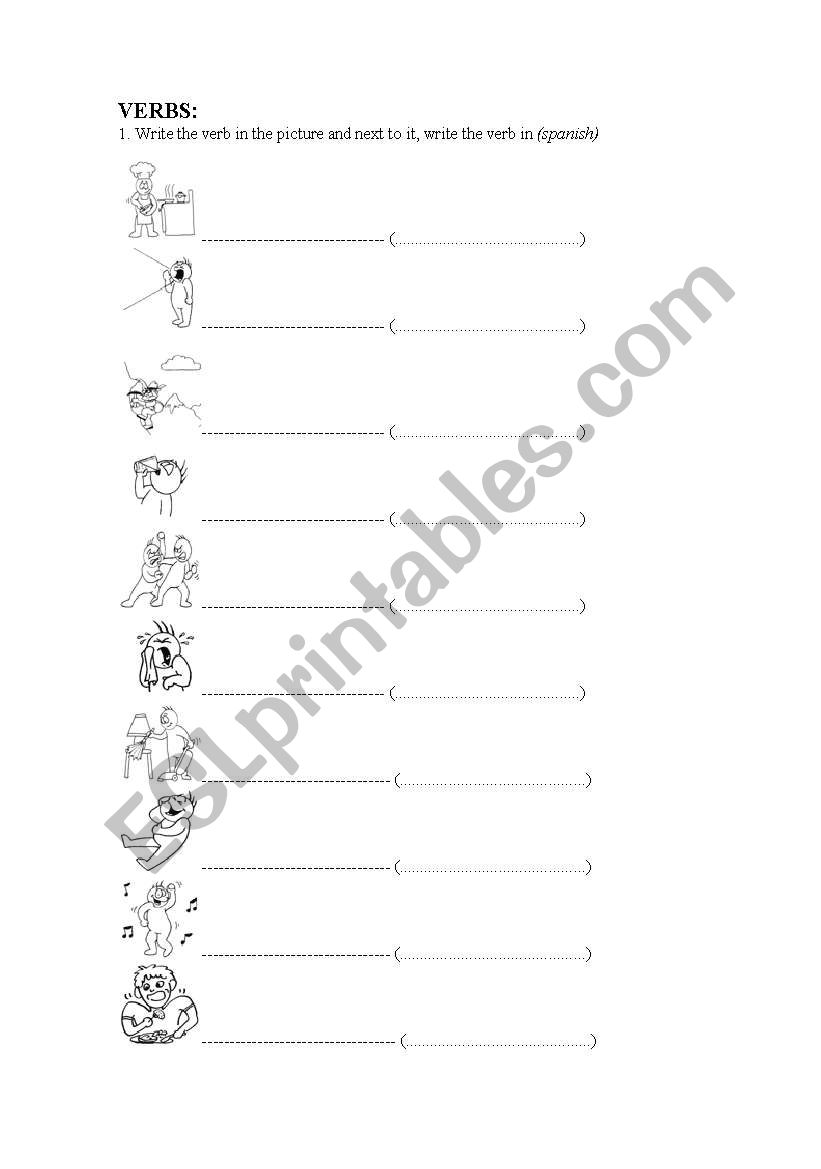 verbs pictures worksheet