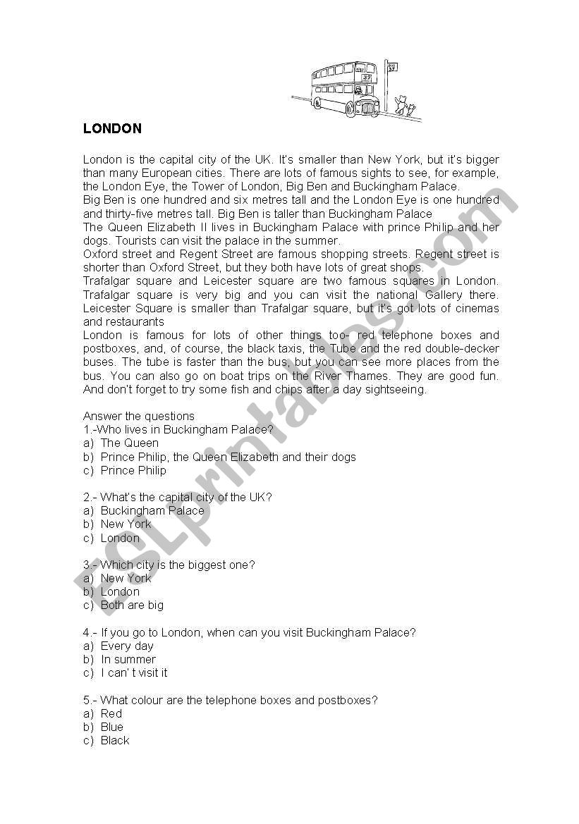 LONDON worksheet