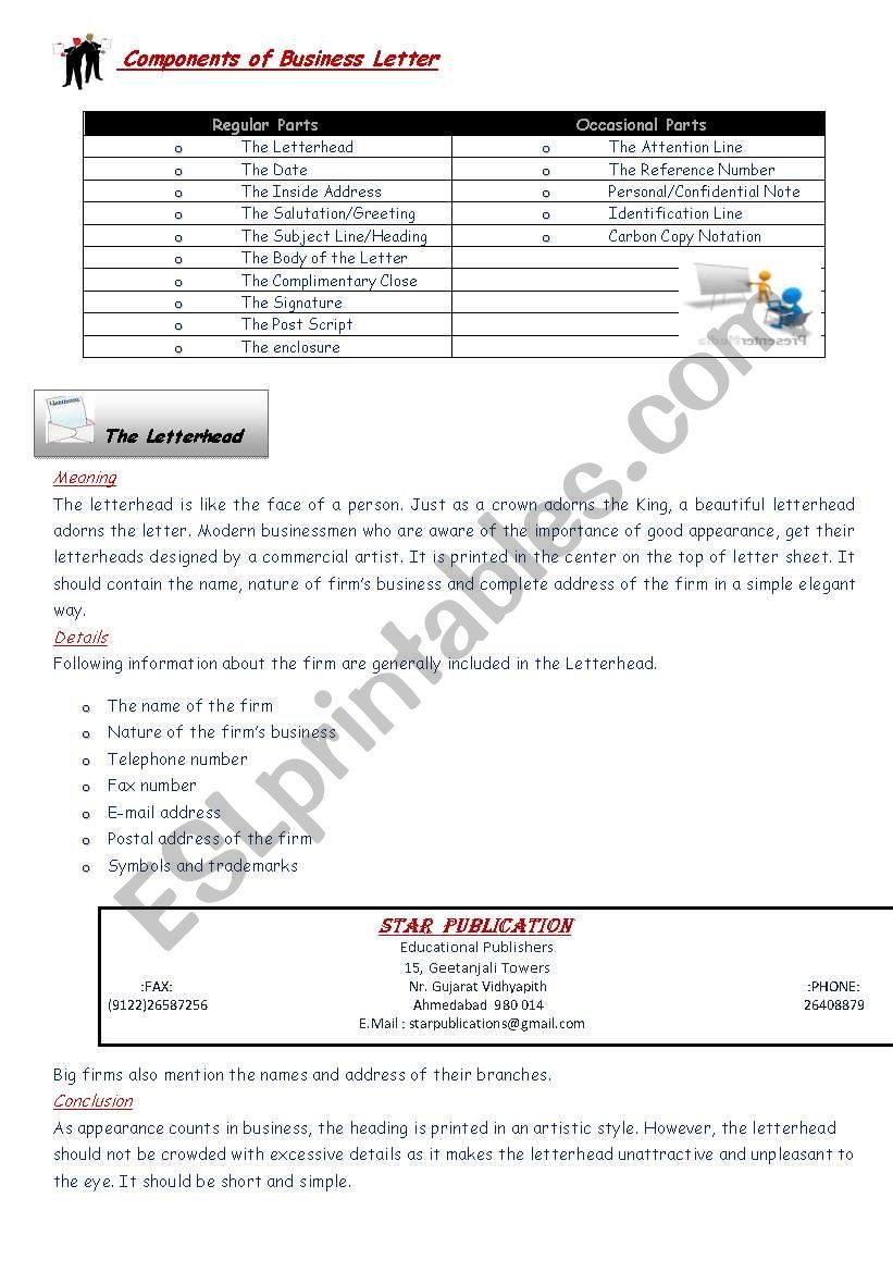 components of letter writing 1