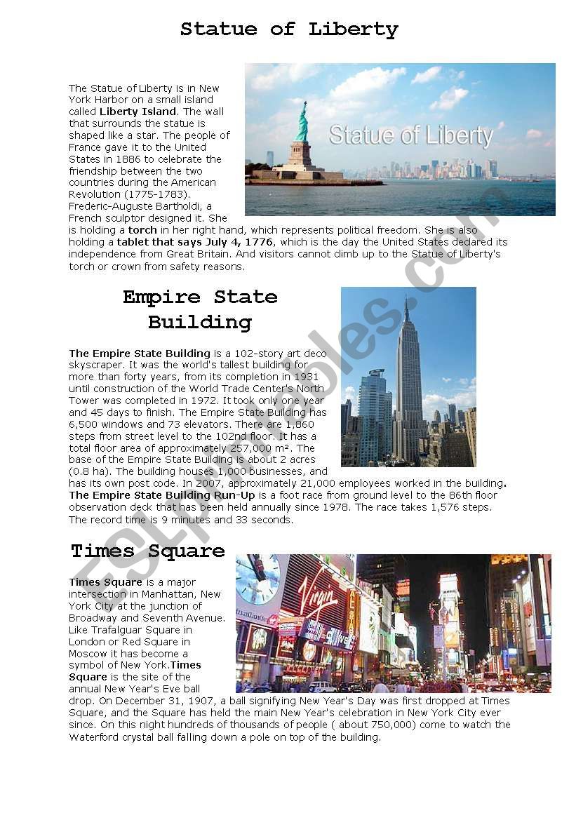 New York Facts 2 worksheet