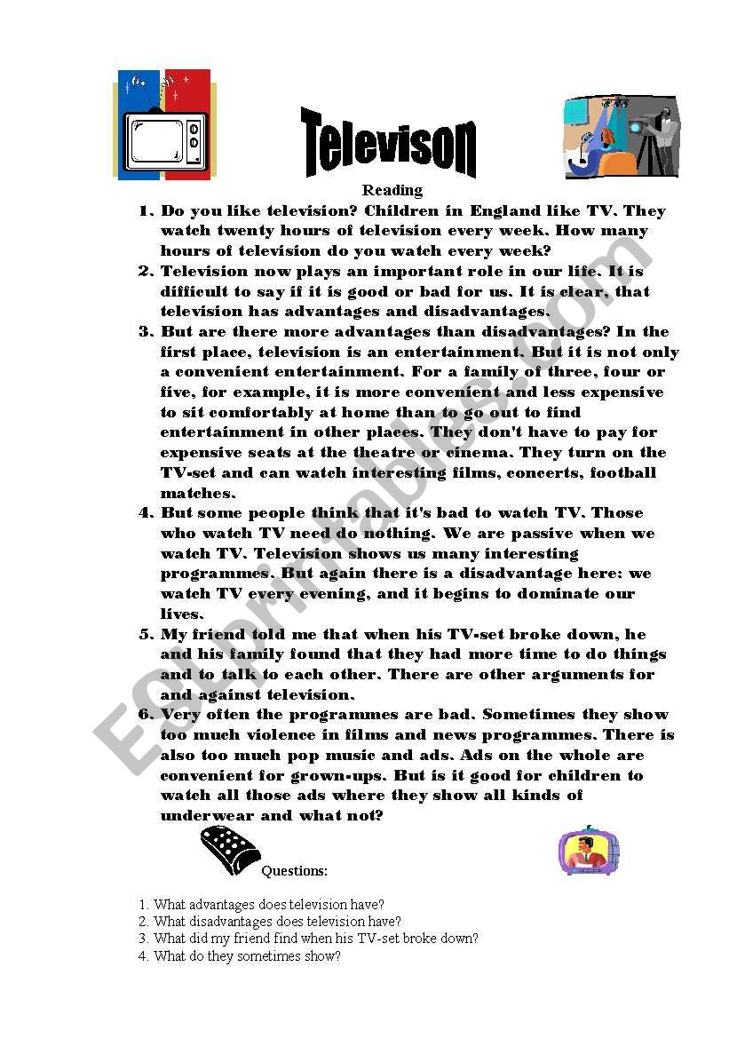 television worksheet