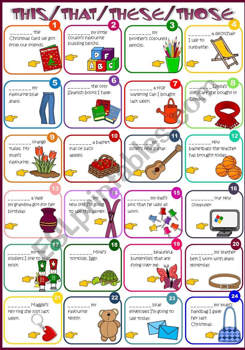 Demonstratives - THIS, THAT, THESE, THOSE (Greyscale included)