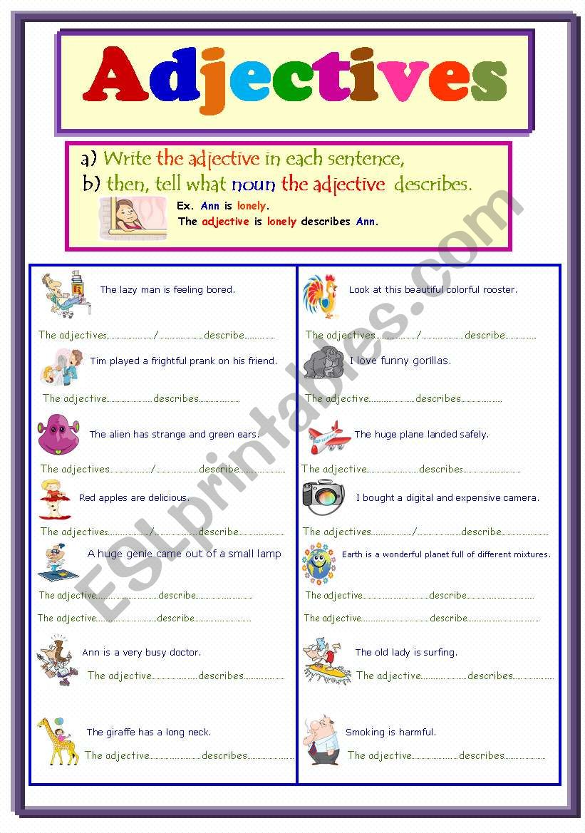 Adjectives... worksheet