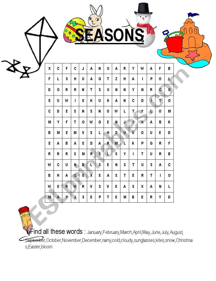 Seasons vocabulary  worksheet