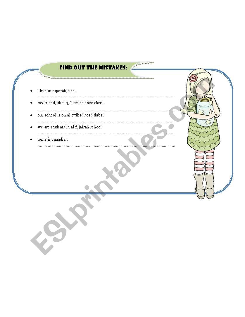 using the capital letters worksheet