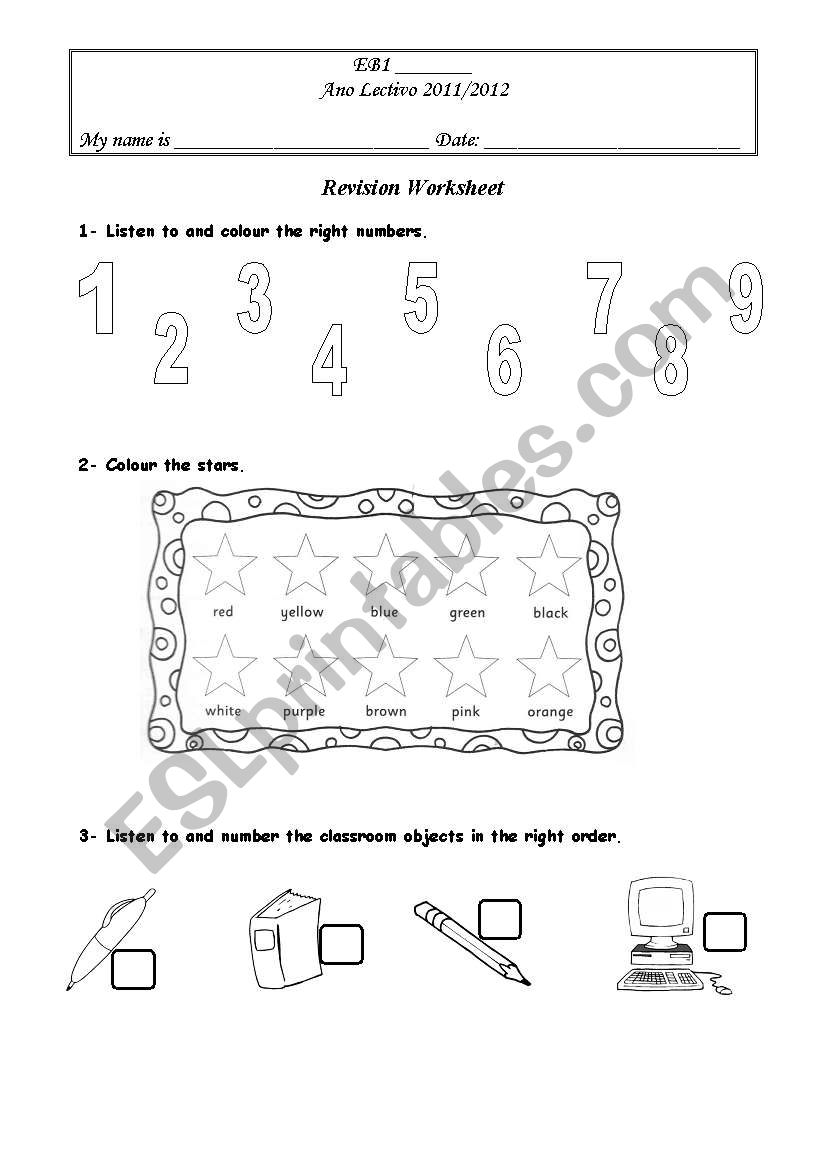 Revision worksheet worksheet