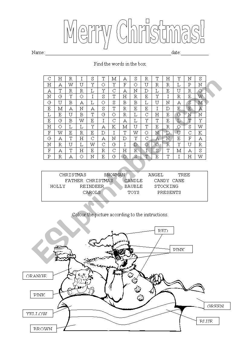 Christmas worksheet worksheet