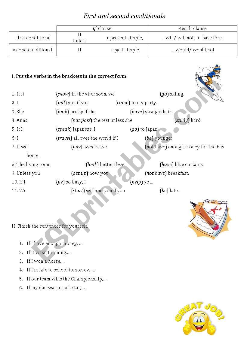 first and second conditionals worksheet