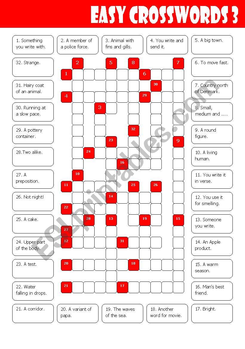 Easy Crosswords 3 worksheet