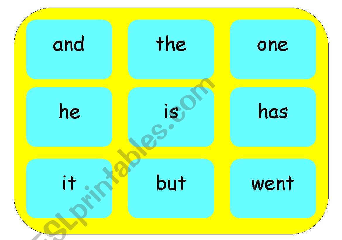 word bingo worksheet