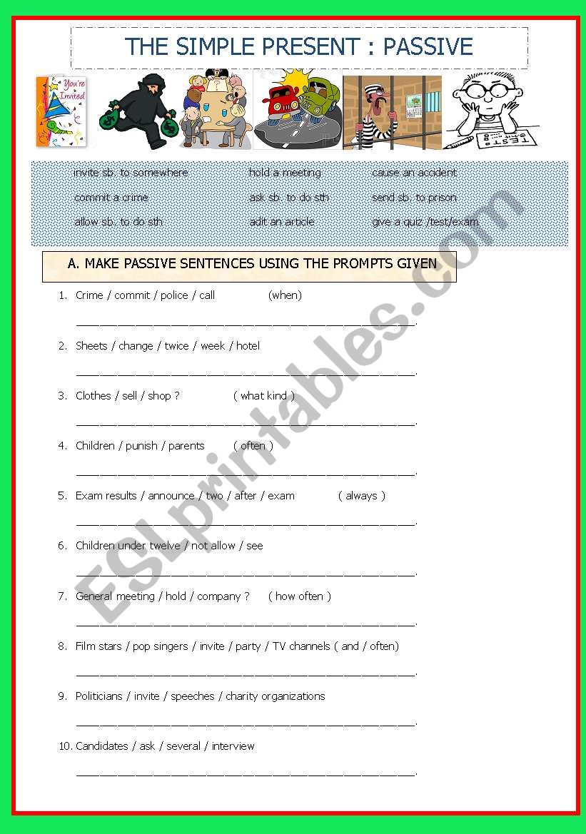 The Simple Present: PASSIVE worksheet