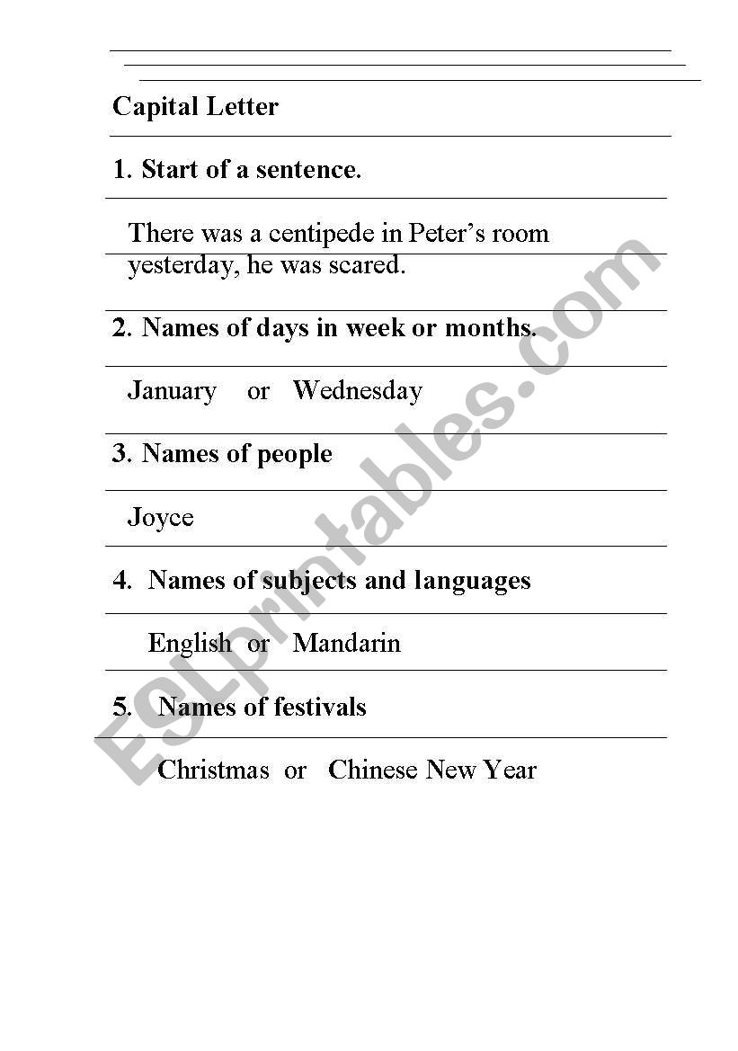 Capital Letter worksheet