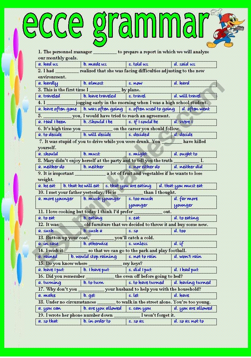 ecce grammar 2 worksheet